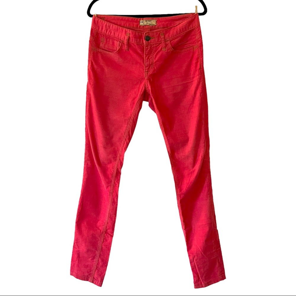 Free People Hot Pink Mid Rise Corduroy Skinny Jeans